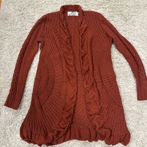 Anthropology rust colored crochet duster size medium